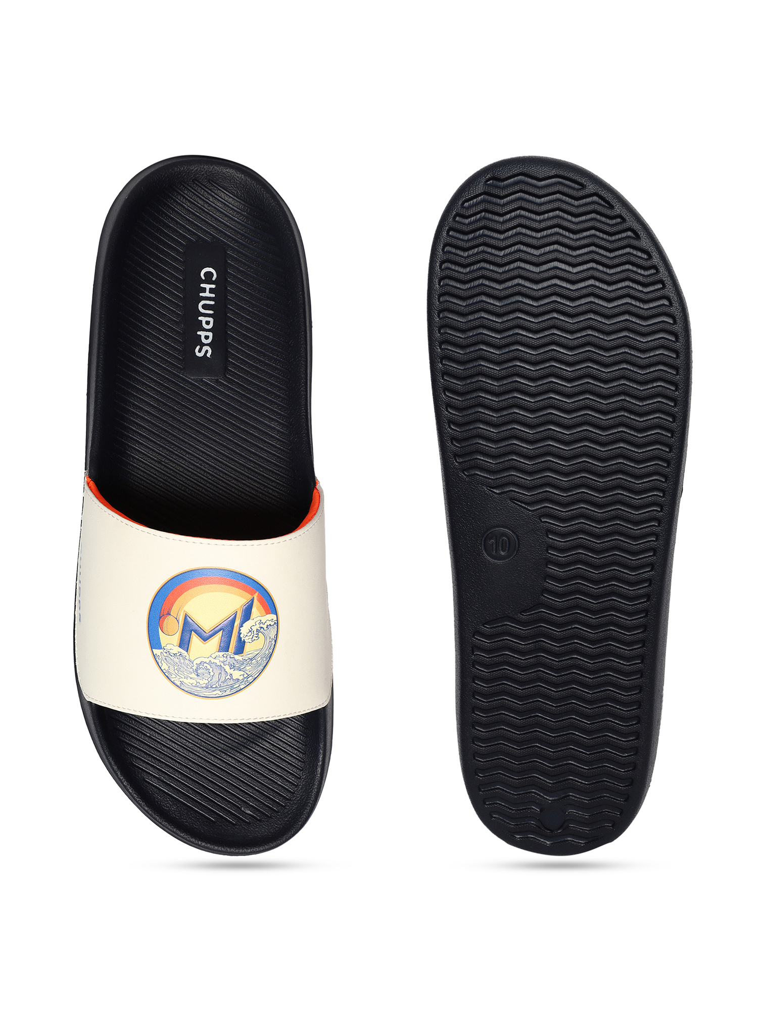 Chupps Men's Official Mumbai Indians Quilted MI ERGOX footbed Dri-Fit Sliders (7)