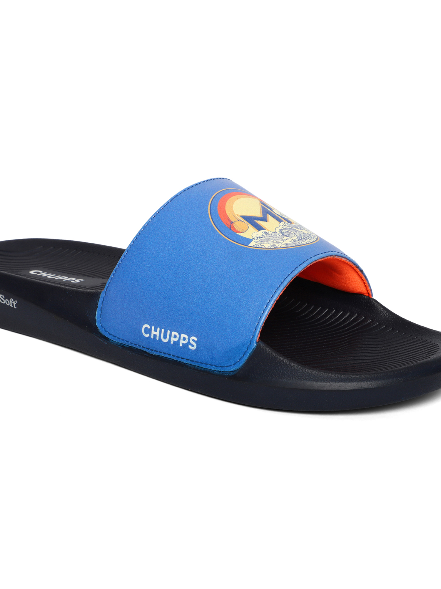 Chupps Men's Official Mumbai Indians Quilted MI ERGOX footbed Dri-Fit Sliders (2)