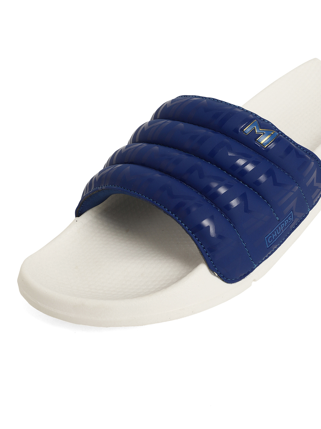 Chupps Men's Official Mumbai Indians Quilted MI Printed ERGOX footbed Dri-Fit Sliders (2)