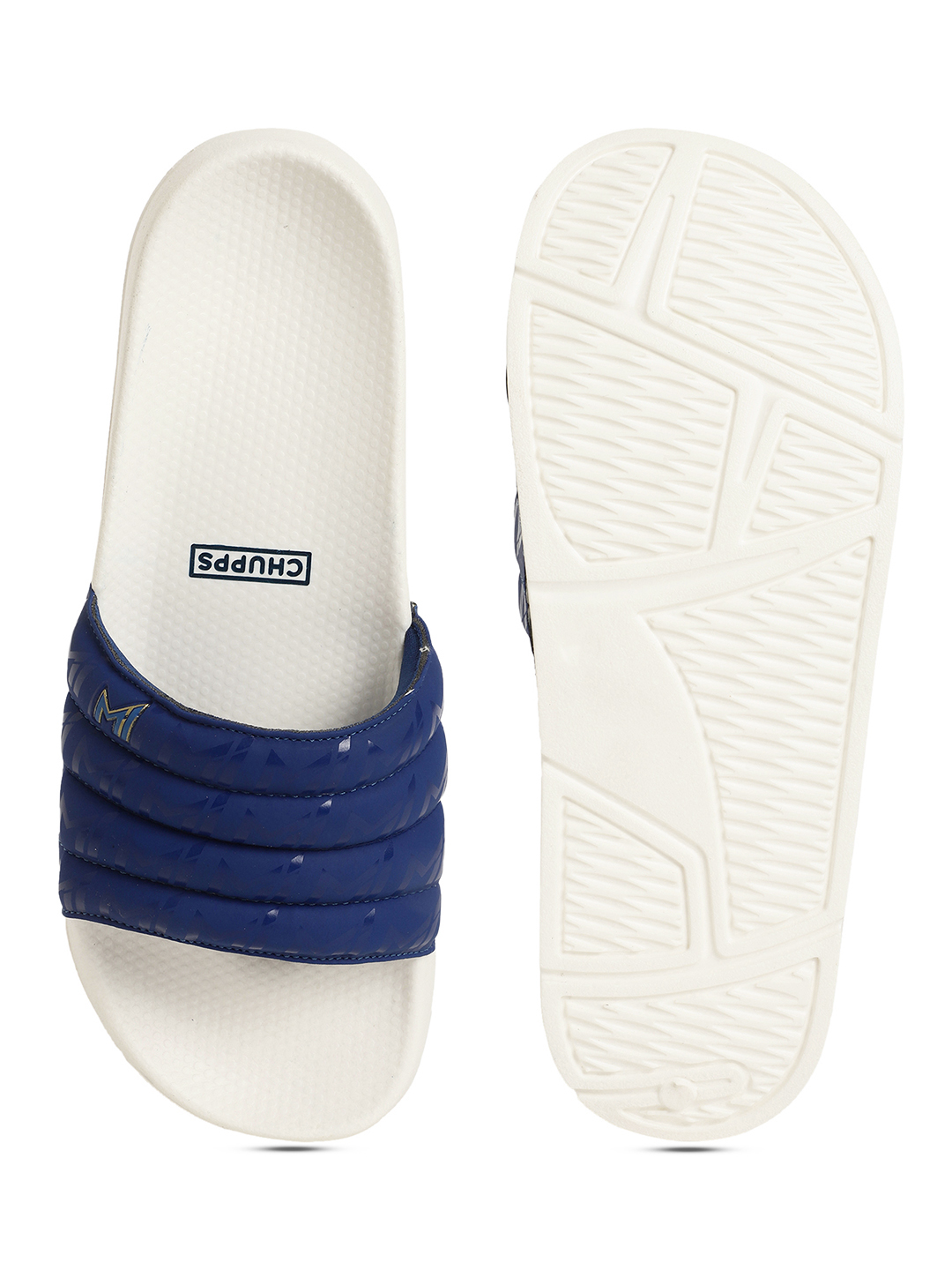 Chupps Men's Official Mumbai Indians Quilted MI Printed ERGOX footbed Dri-Fit Sliders (6)
