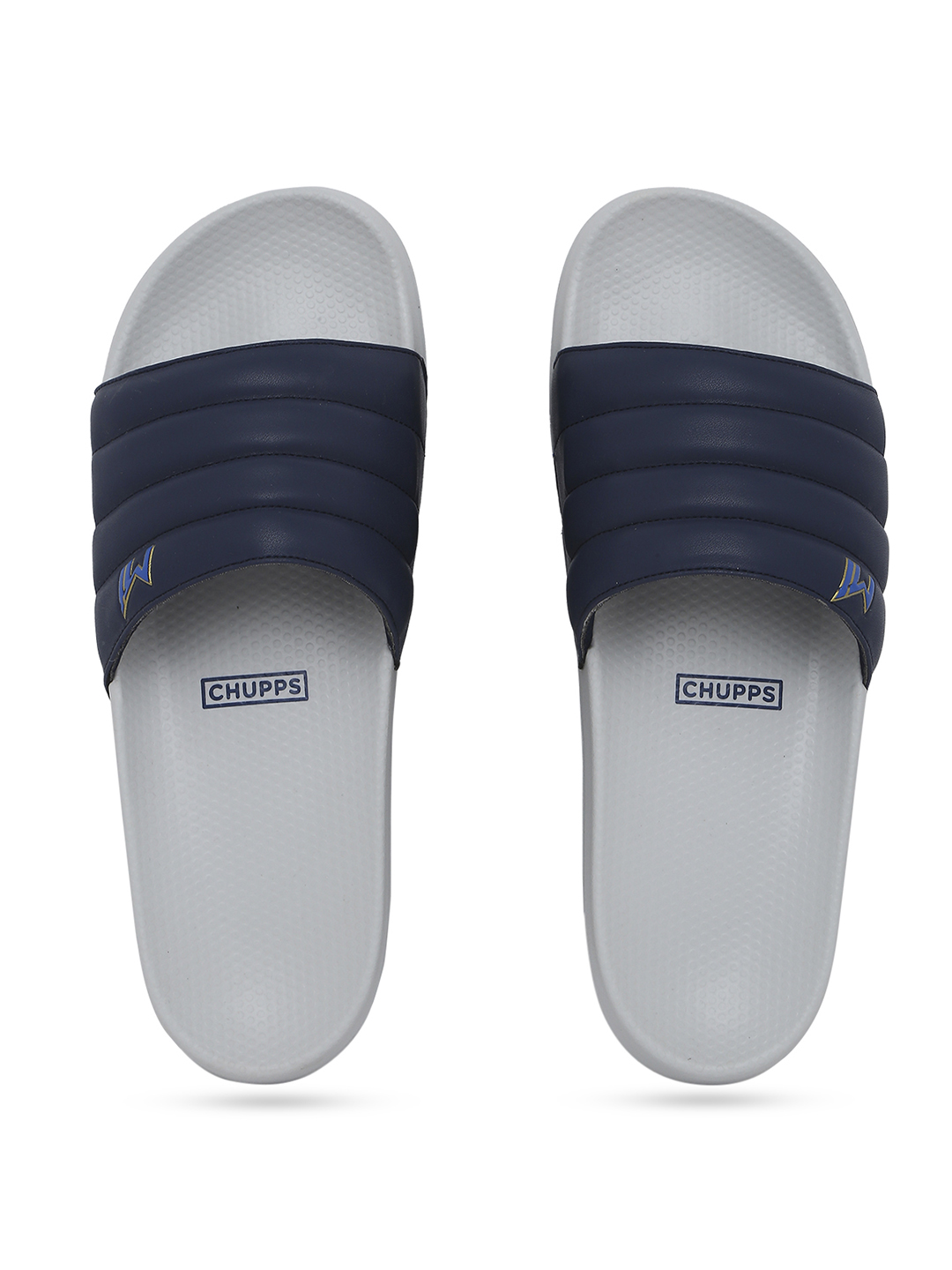 Chupps Men's Official Mumbai Indians Quilted Solid ERGOX footbed Dri-Fit Sliders (1)
