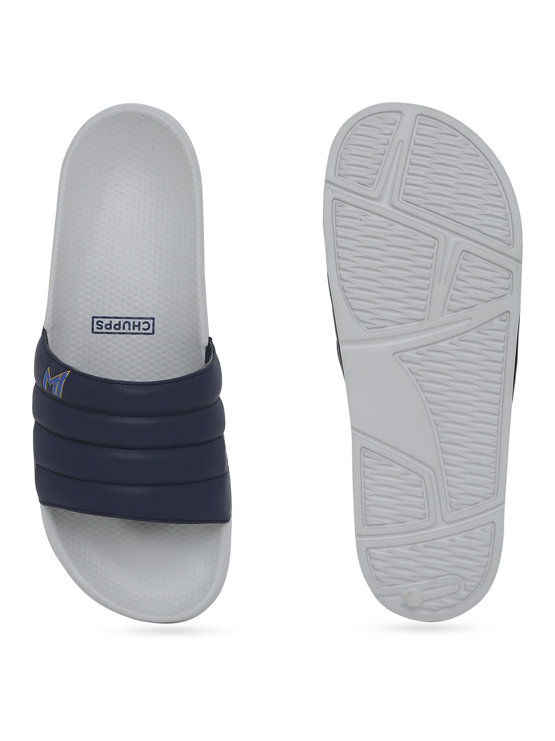 Chupps Men's Official Mumbai Indians Quilted Solid ERGOX footbed Dri-Fit Sliders (6)