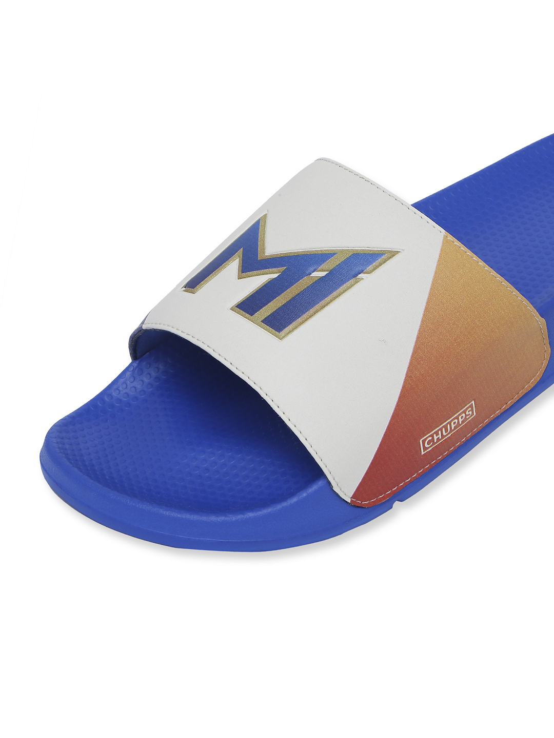 Chupps Men's Official Mumbai Indians Royal & Orange MI Printed ERGOX footbed Dri-Fit Sliders (5)