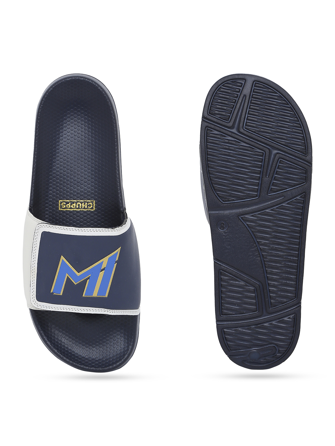 Chupps Men's Official Mumbai Indians Velcro MI Printed ERGOX footbed Dri-Fit Sliders (6)