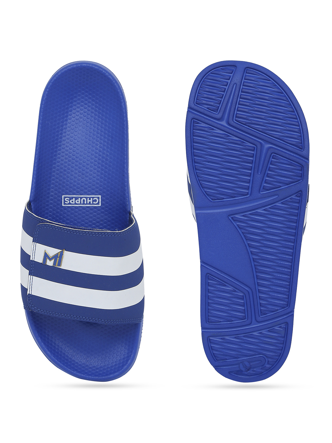 Chupps Men's Official Mumbai Indians Velcro MI Printed ERGOX footbed Dri-Fit Sliders (6)