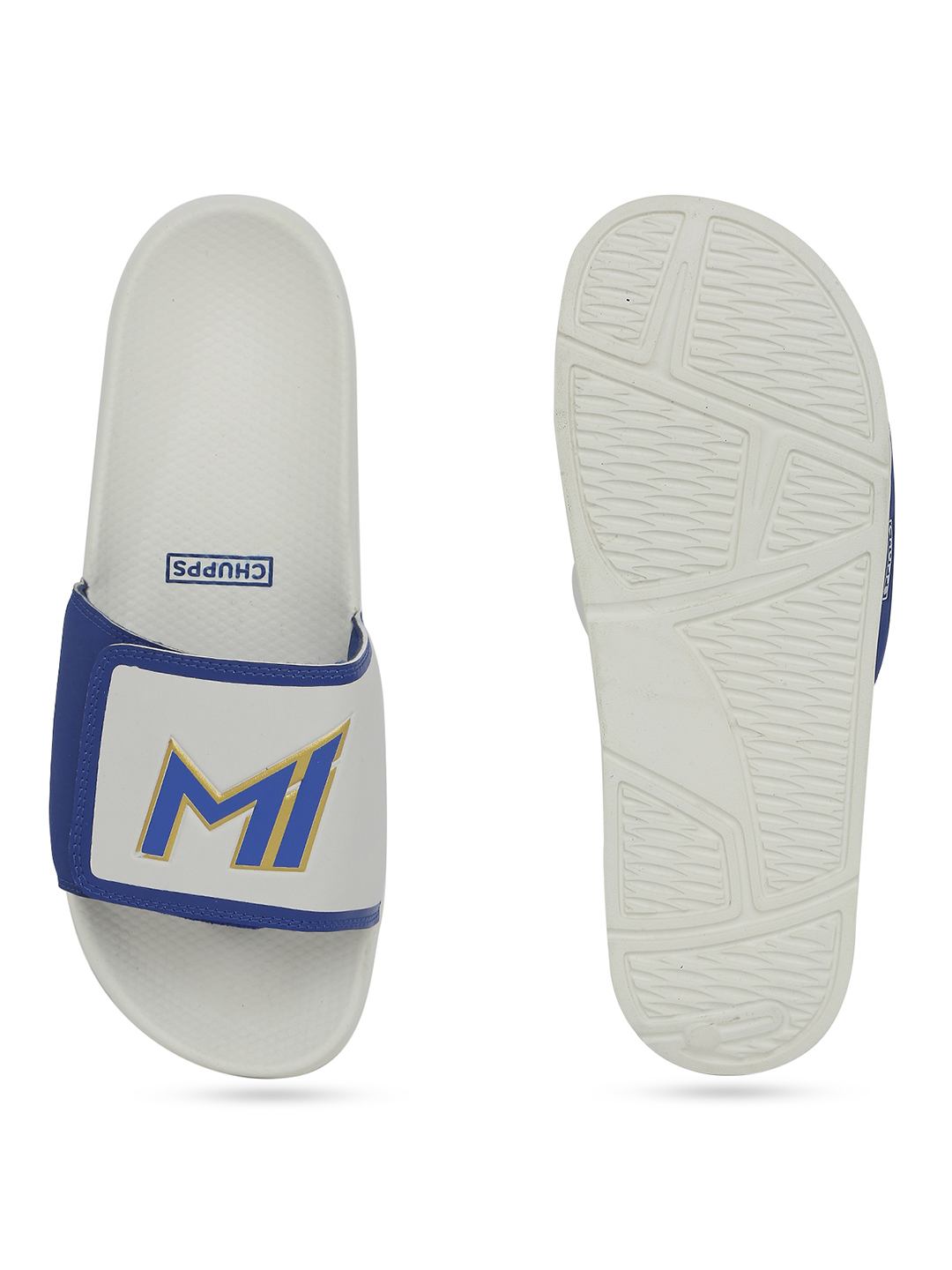 Chupps Men's Official Mumbai Indians Velcro MI Printed ERGOX footbed Dri-Fit Sliders (6)