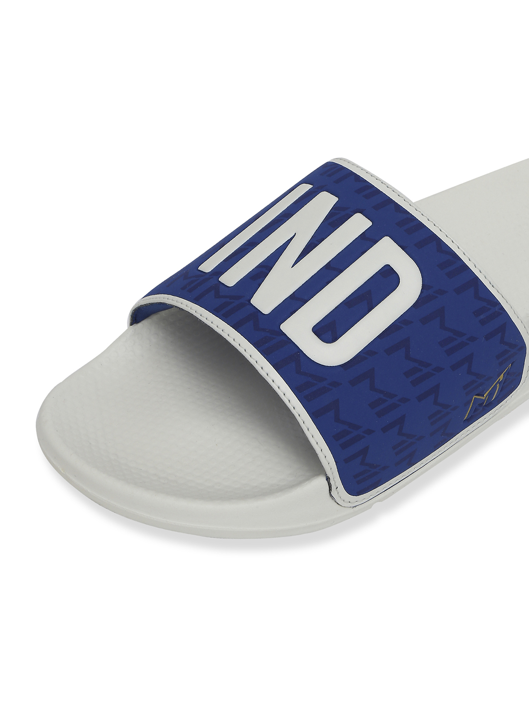 Chupps Men's Official Mumbai Indians White & Blue MI Printed ERGOX footbed Dri-Fit Sliders (5)
