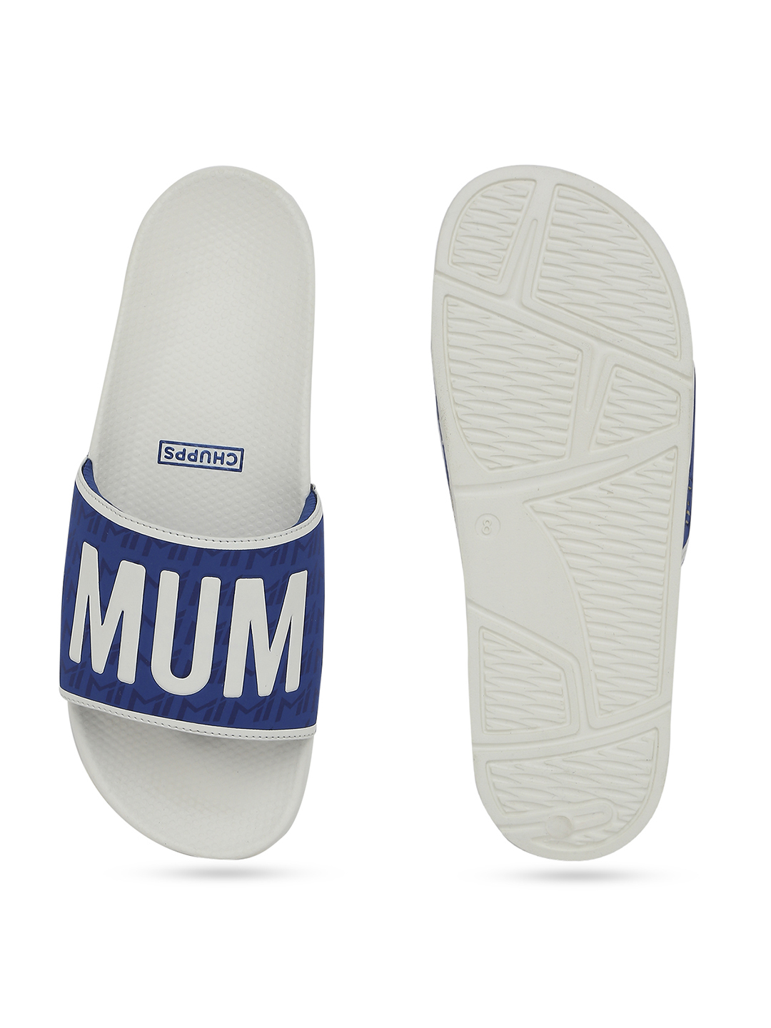 Chupps Men's Official Mumbai Indians White & Blue MI Printed ERGOX footbed Dri-Fit Sliders (6)