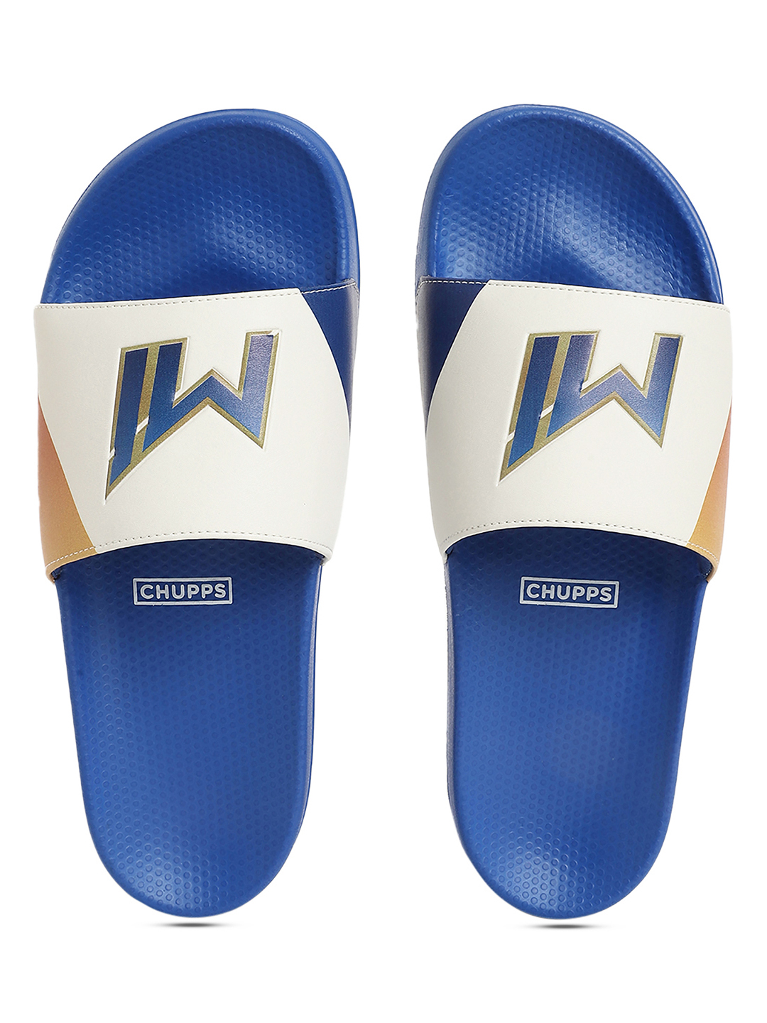 Women's Blue & Orange IPL Official Mumbai Indians Printed ERGOX footbed Dri-Fit Sliders