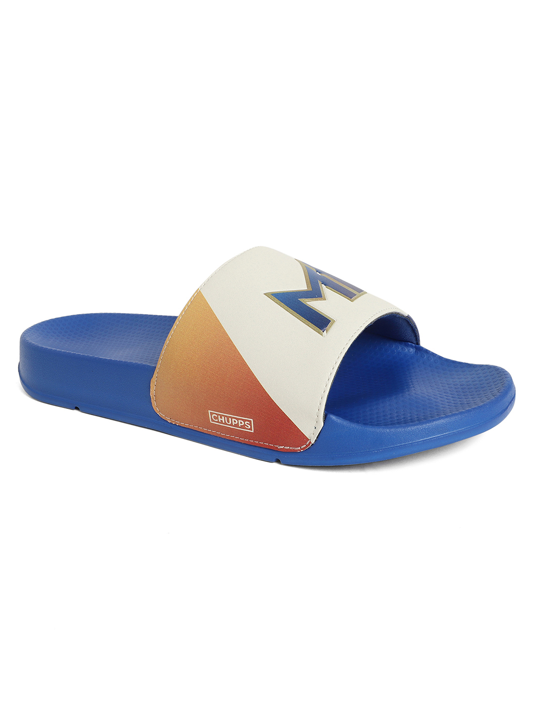 Chupps Women's Blue & Orange IPL Official Mumbai Indians Printed ERGOX footbed Dri-Fit Sliders (2)
