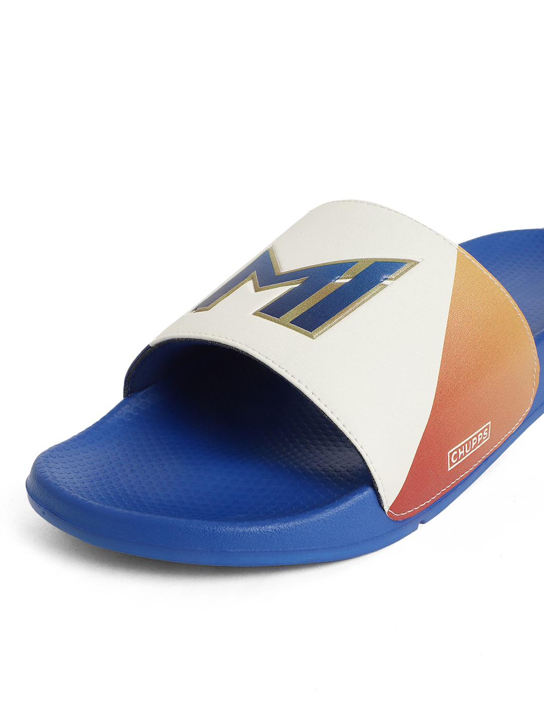 Chupps Women's Blue & Orange IPL Official Mumbai Indians Printed ERGOX footbed Dri-Fit Sliders (5)