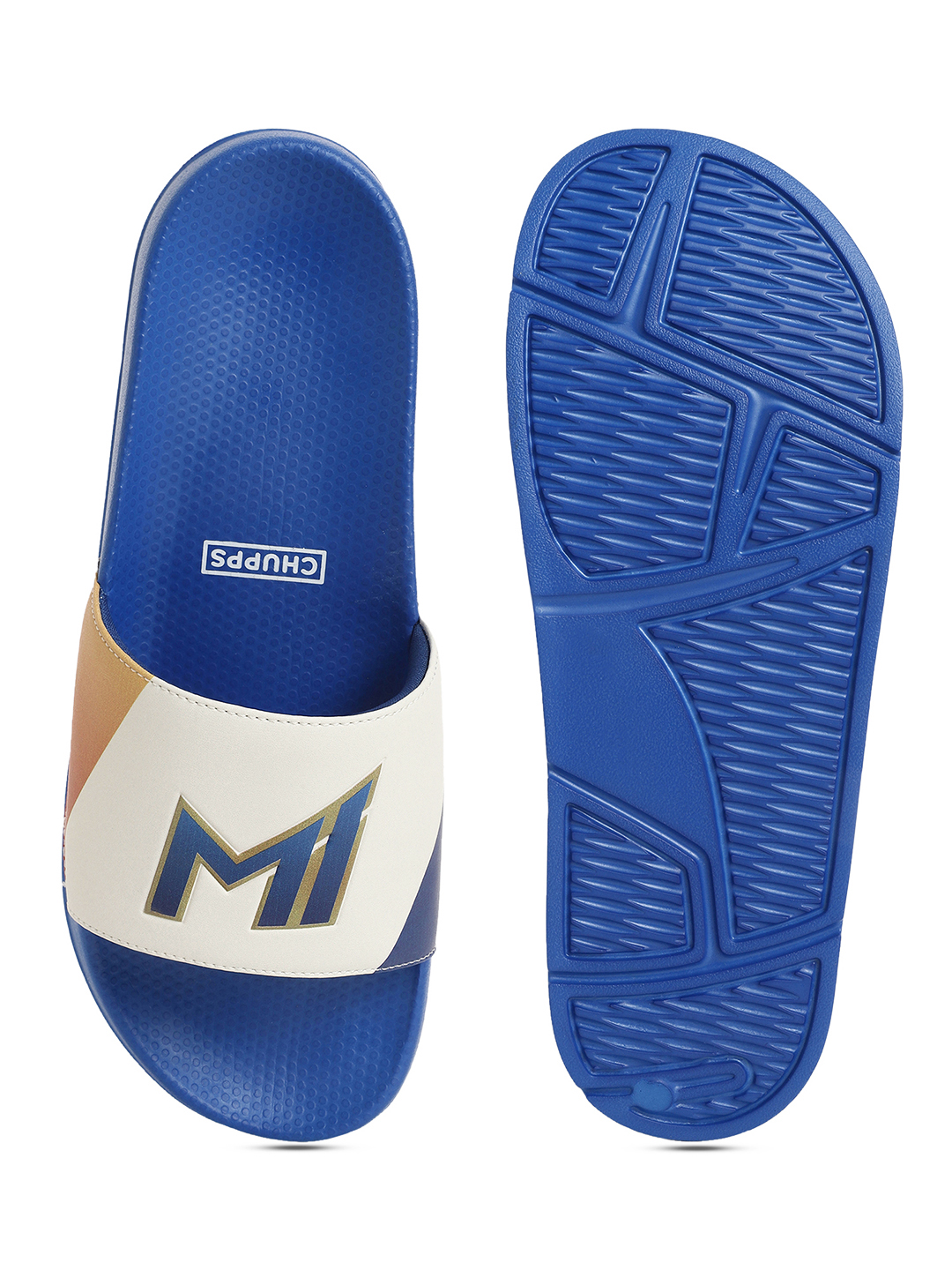 Chupps Women's Blue & Orange IPL Official Mumbai Indians Printed ERGOX footbed Dri-Fit Sliders (6)