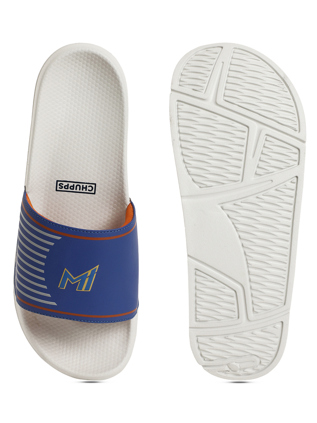Chupps Women's Grey & Orange IPL Official Mumbai Indians Double Printed ERGOX footbed Dri-Fit Sliders (2)
