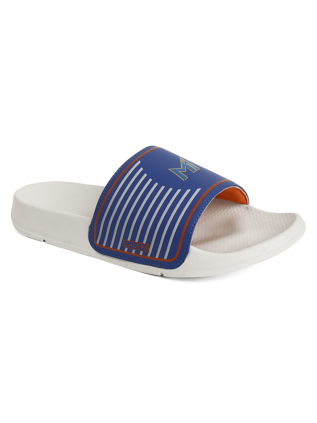 Chupps Women's Grey & Orange IPL Official Mumbai Indians Double Printed ERGOX footbed Dri-Fit Sliders (3)
