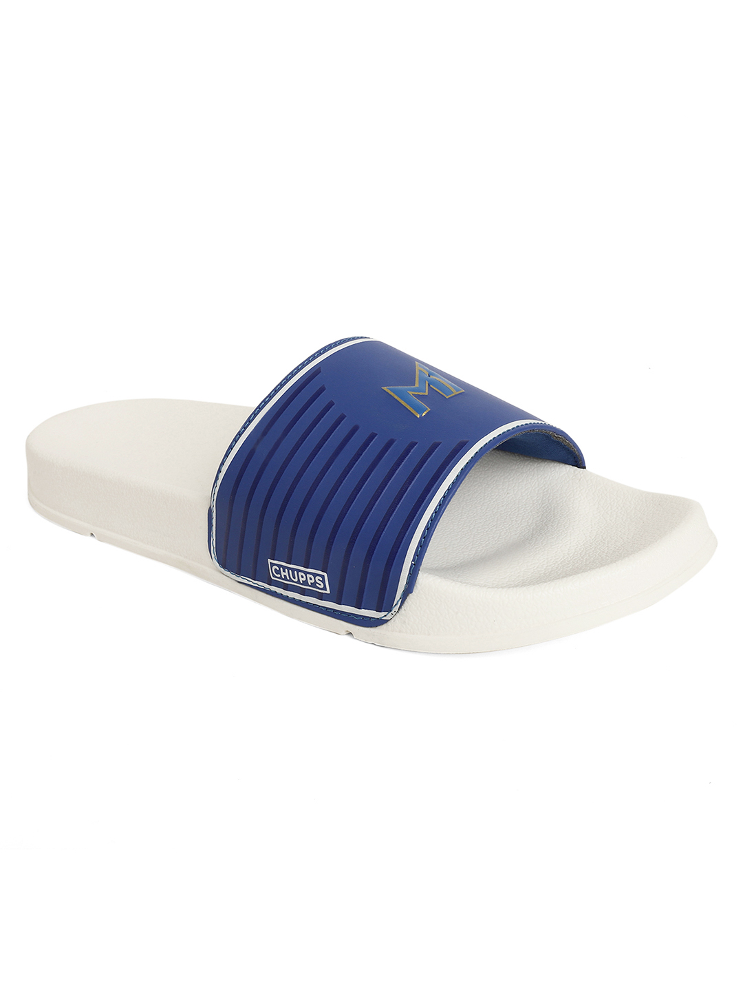 Chupps Women's White & Gold IPL Official Mumbai Indians Double Printed ERGOX footbed Dri-Fit Sliders (3)