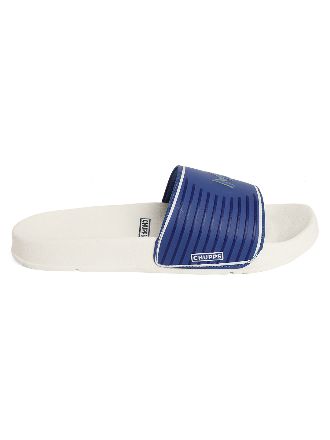 Chupps Women's White & Gold IPL Official Mumbai Indians Double Printed ERGOX footbed Dri-Fit Sliders (4)