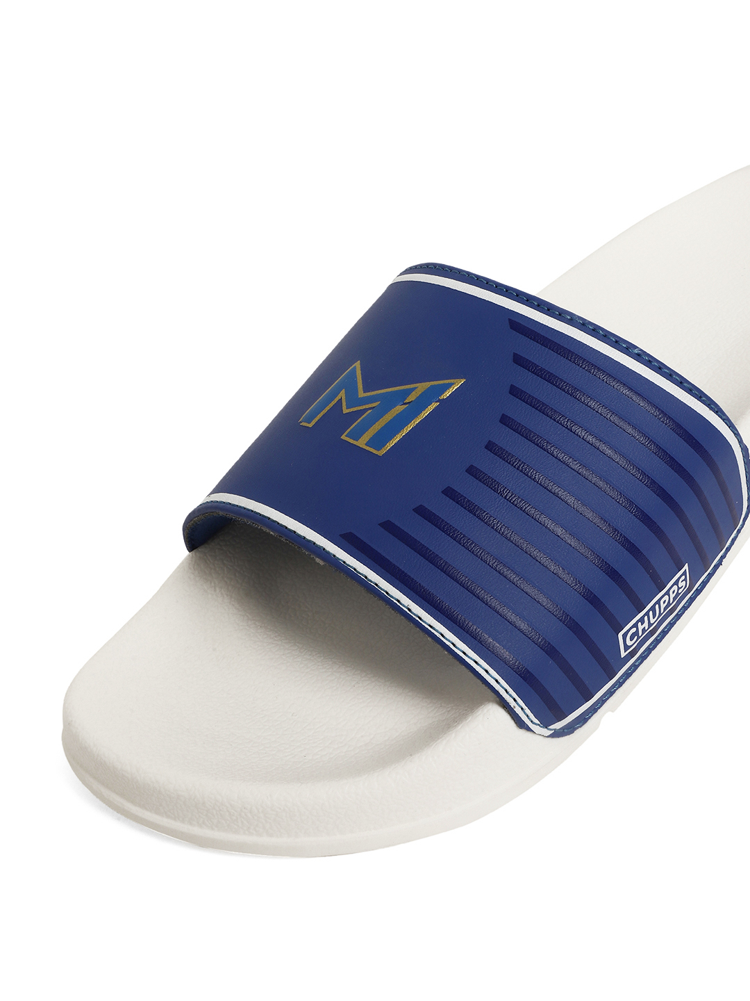 Chupps Women's White & Gold IPL Official Mumbai Indians Double Printed ERGOX footbed Dri-Fit Sliders (6)
