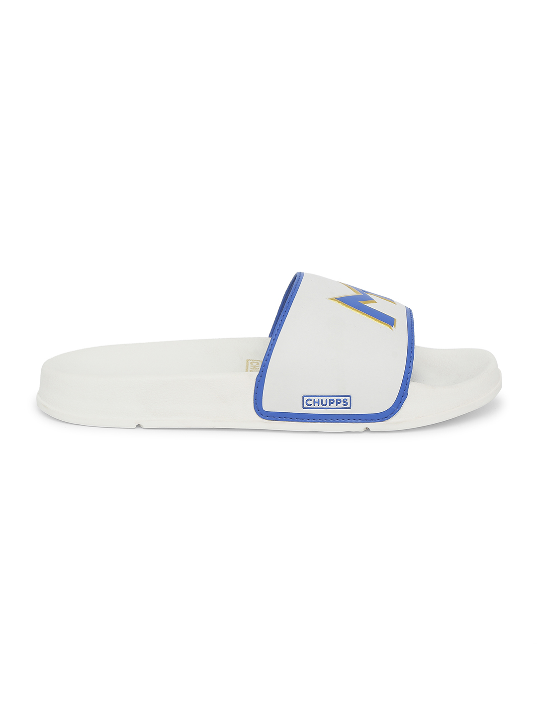 Chupps Women's White & Gold IPL Official Mumbai Indians Printed ERGOX footbed Dri-Fit Sliders (2)