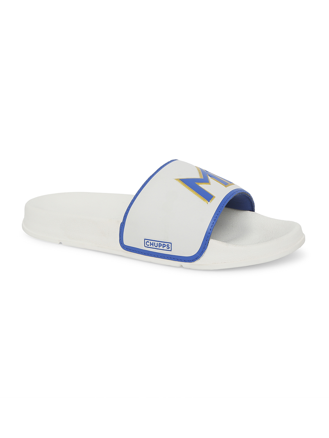 Chupps Women's White & Gold IPL Official Mumbai Indians Printed ERGOX footbed Dri-Fit Sliders (4)