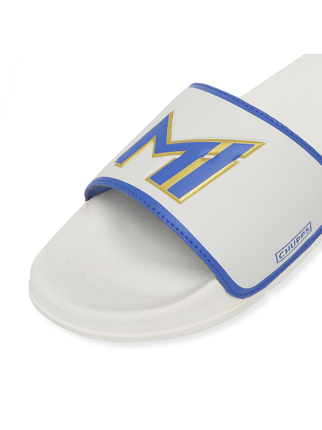 Chupps Women's White & Gold IPL Official Mumbai Indians Printed ERGOX footbed Dri-Fit Sliders (5)