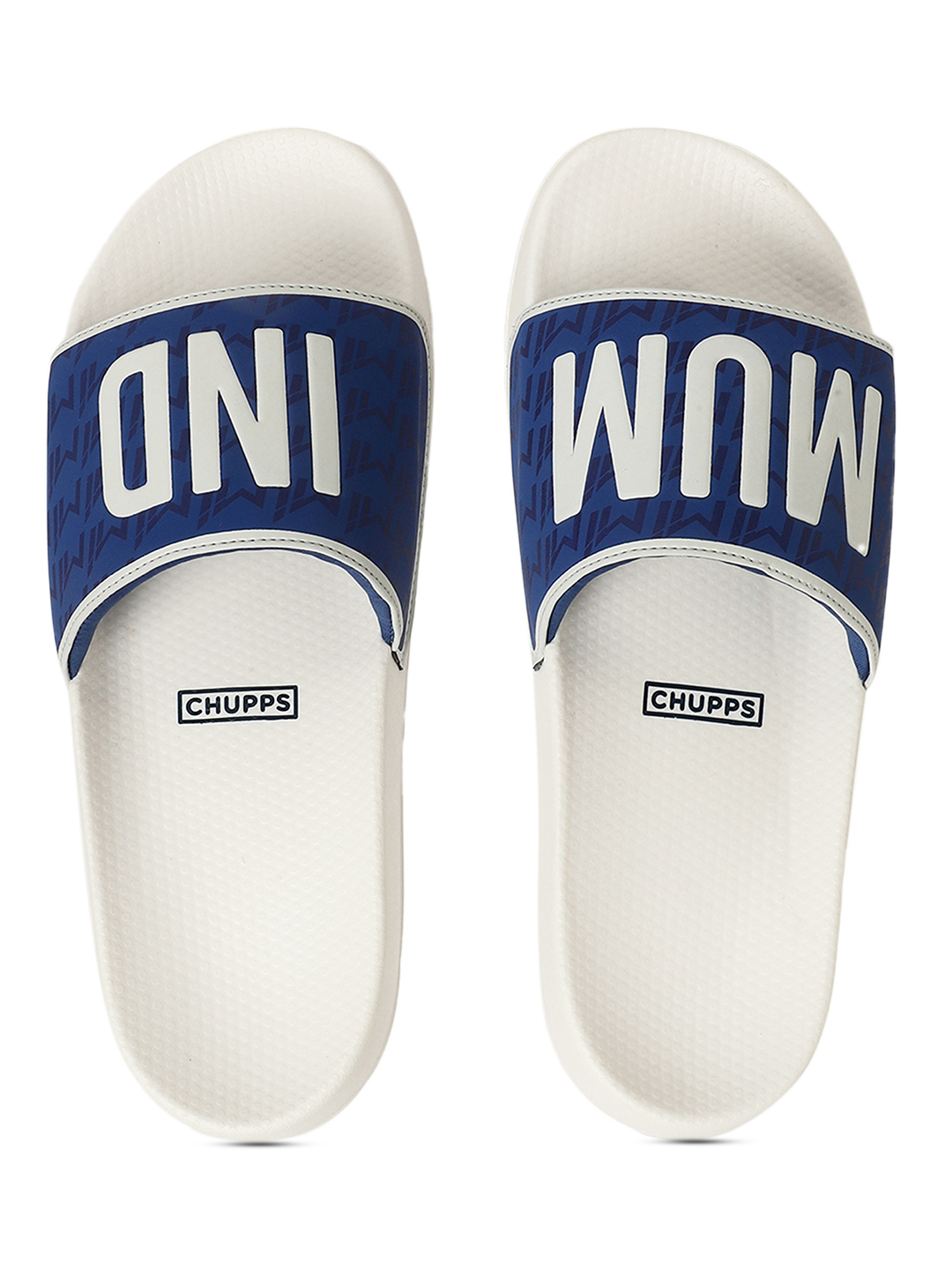 Chupps Women's White & Royal Blue IPL Official Mumbai Indians Printed ERGOX footbed Dri-Fit Sliders (1)