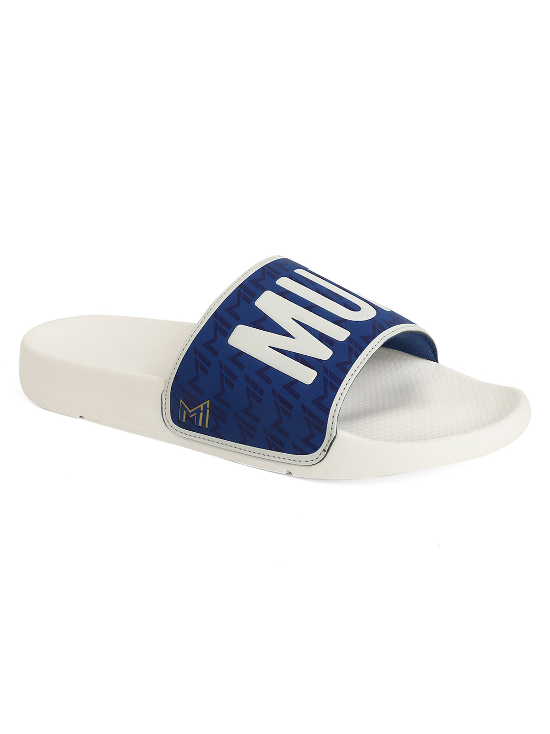 Chupps Women's White & Royal Blue IPL Official Mumbai Indians Printed ERGOX footbed Dri-Fit Sliders (2)