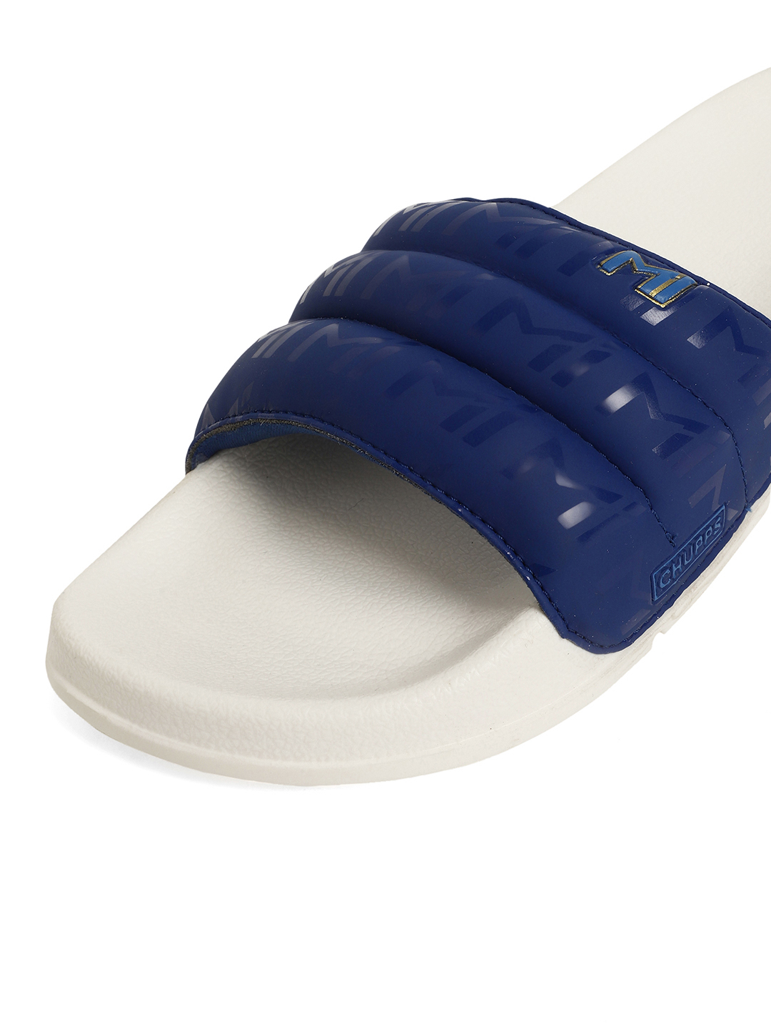 Chupps Women's White & Royal Blue IPL Official Mumbai Indians Quilted Printed ERGOX footbed Dri-Fit Sliders (2)