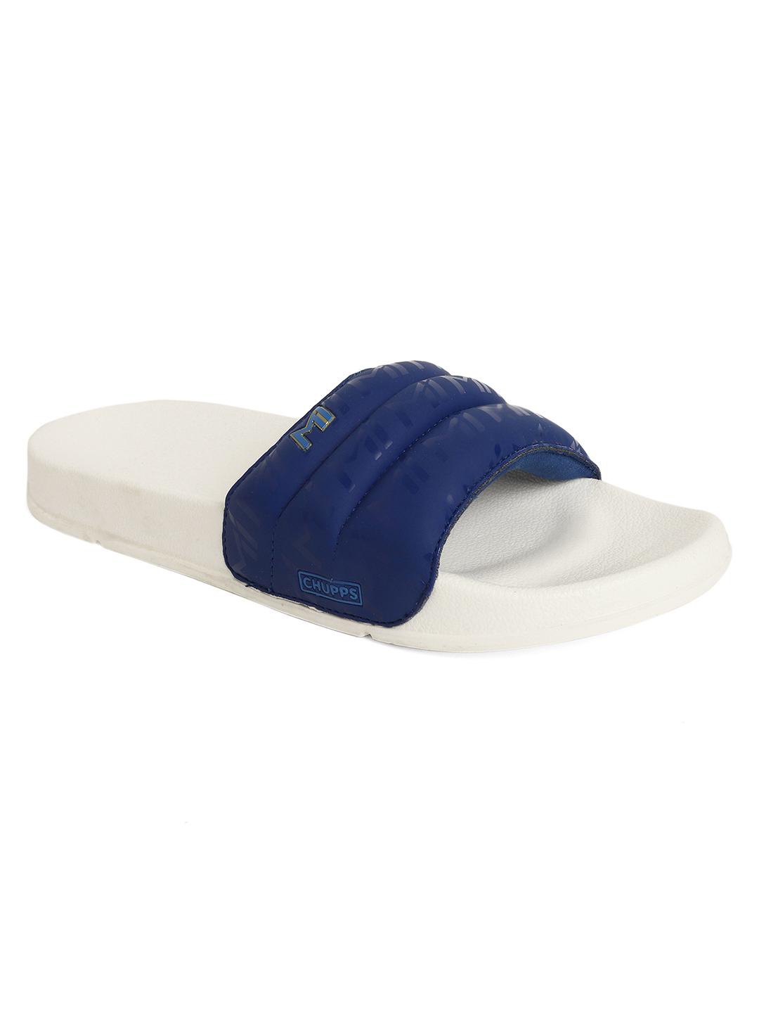 Chupps Women's White & Royal Blue IPL Official Mumbai Indians Quilted Printed ERGOX footbed Dri-Fit Sliders (3)