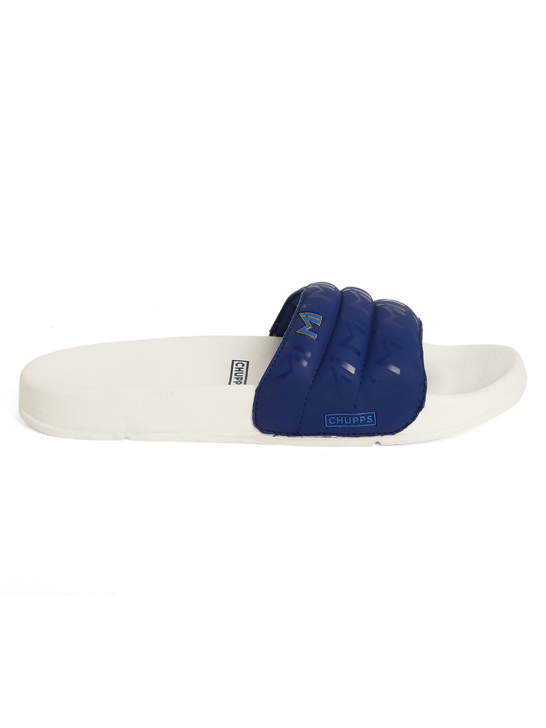 Chupps Women's White & Royal Blue IPL Official Mumbai Indians Quilted Printed ERGOX footbed Dri-Fit Sliders (4)