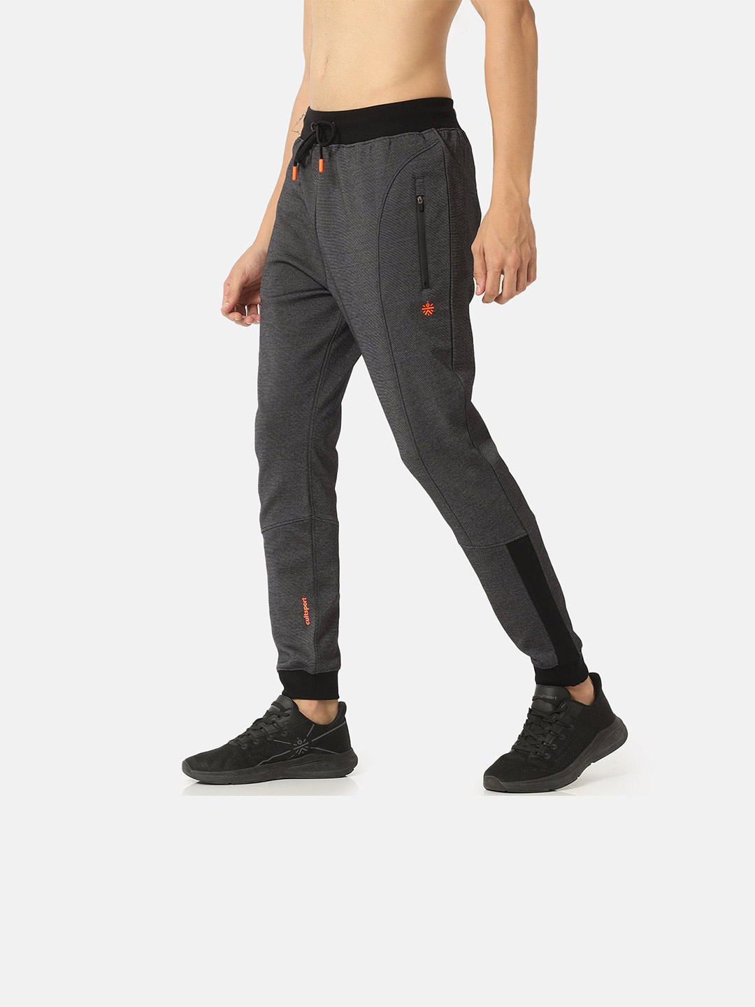 Cultsport Cultsport Mens Anthra Melange Logo Print Neon Highlight Joggers (6)