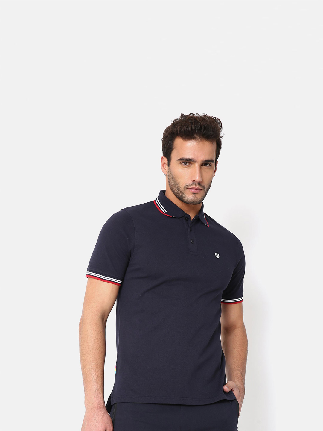 Cultsport Cultsport Mens Navy Half Sleeves Vitals Lifestyle Polo T-Shirt (1)