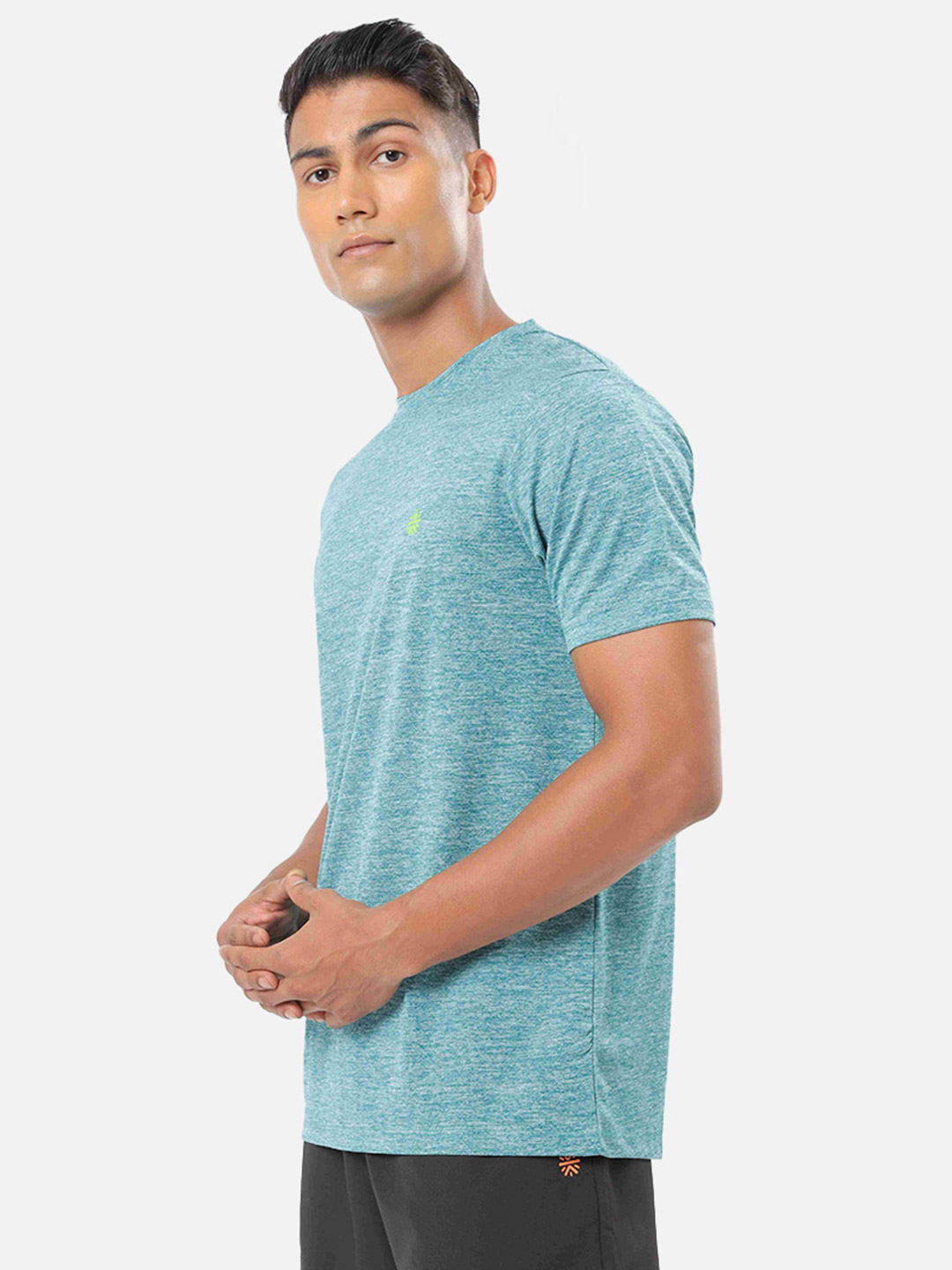 Cultsport One Men Green Textured Performance Tshirt with Logo (2)