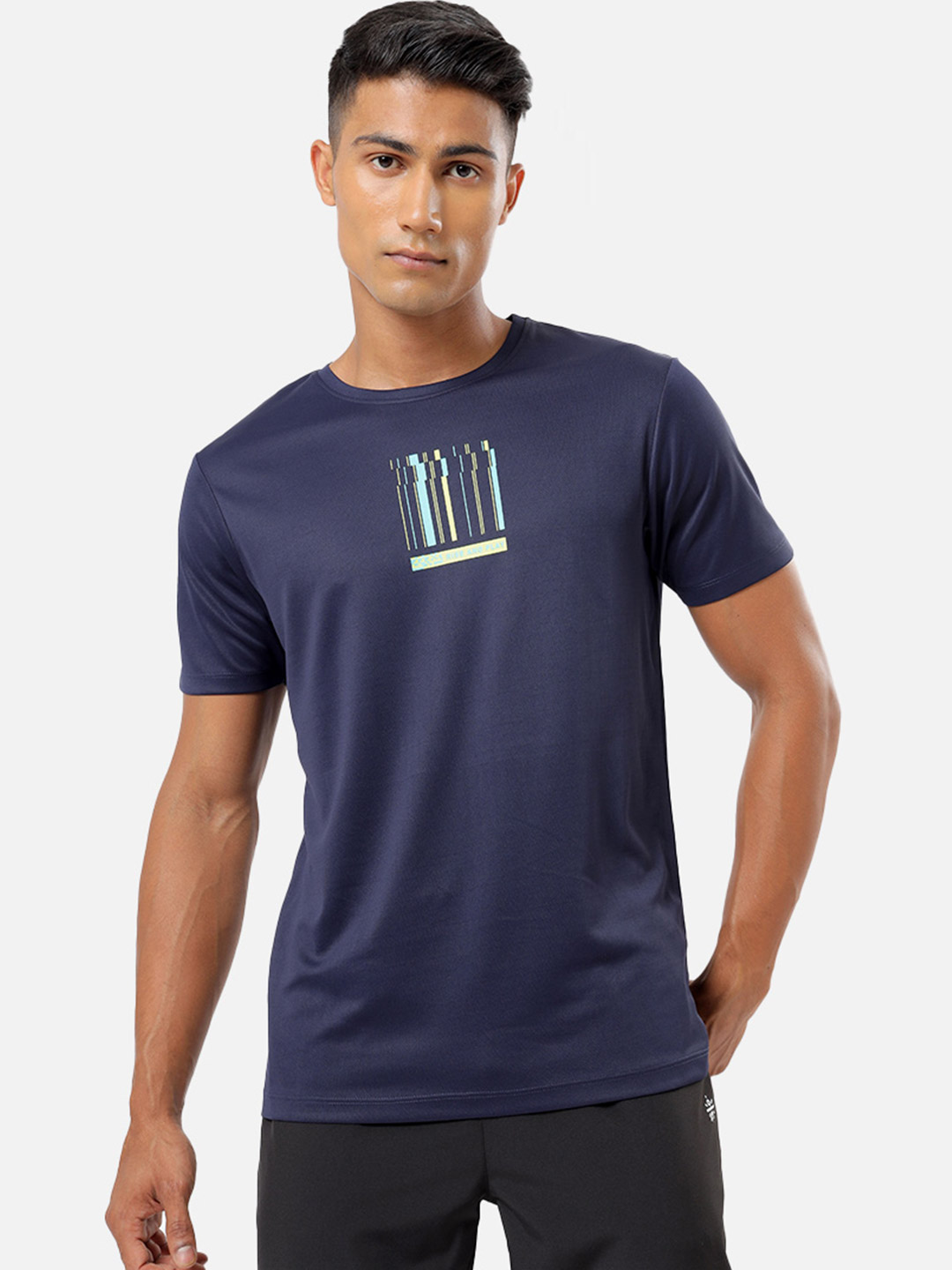Cultsport One Men Navy Blue Active Tshirt with Minimal Graphic (5)