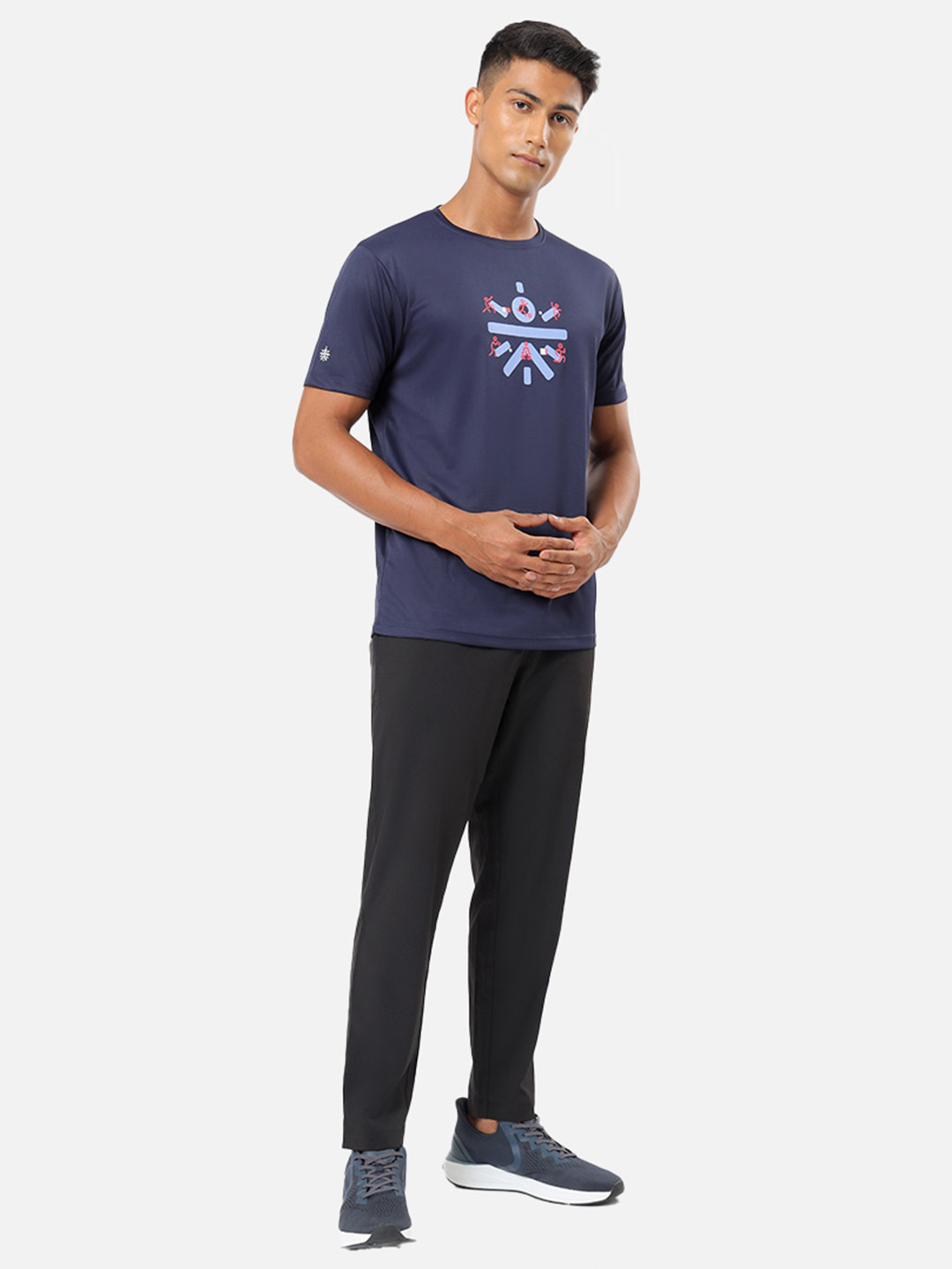 Cultsport One Men Navy Blue Logo Play Chest Print Active Tshirt (3)