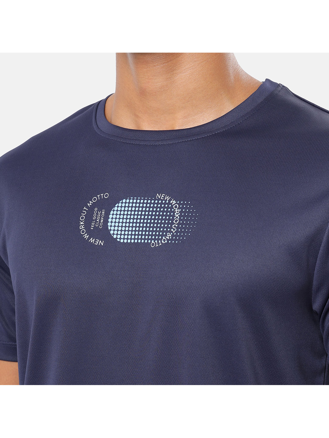 Cultsport One Men Navy Blue Performance Tshirt with Minimal Graphic (5)