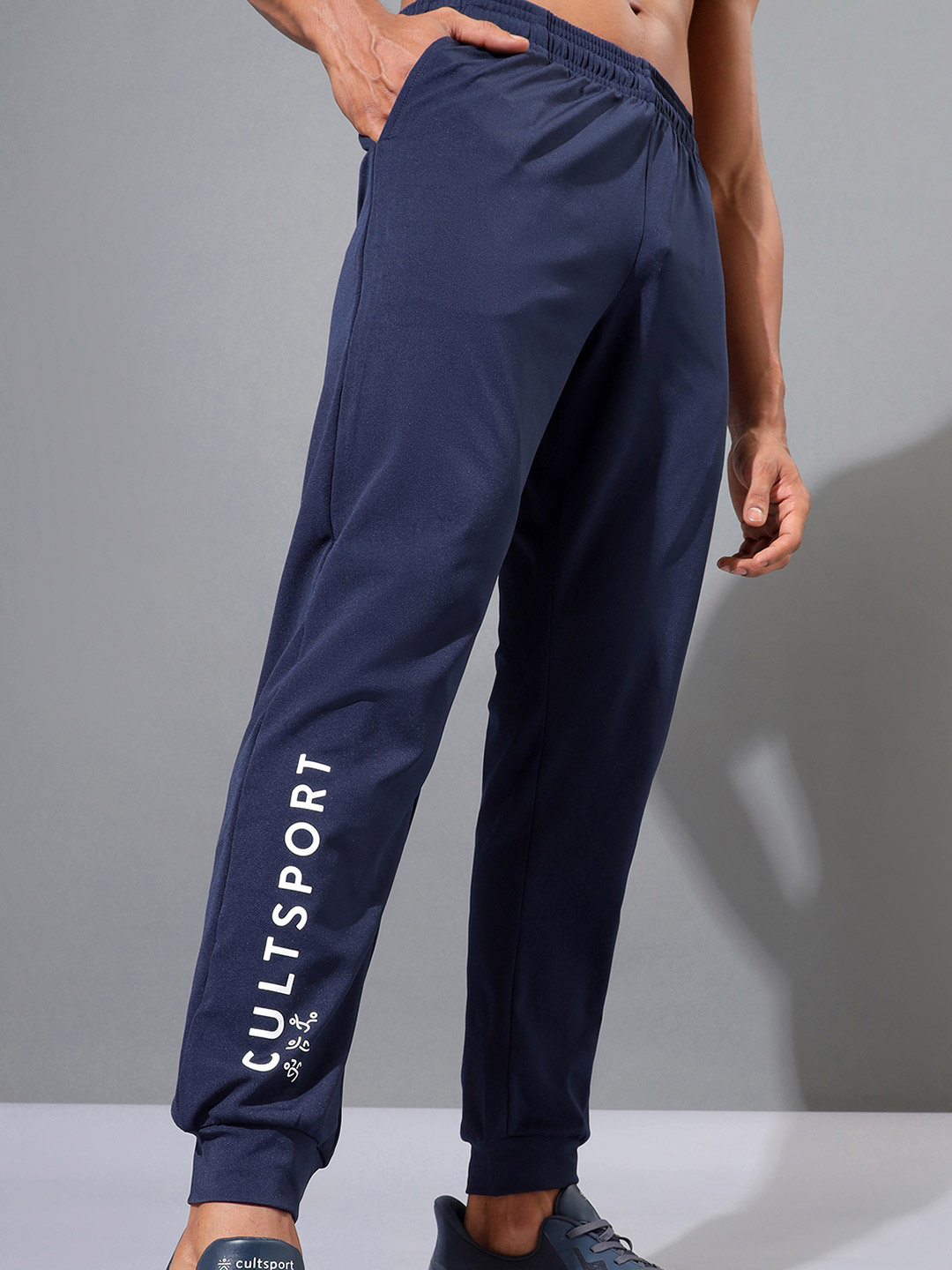 Cultsport One Men Navy Blue Solid Joggers with Signature Branding (1)