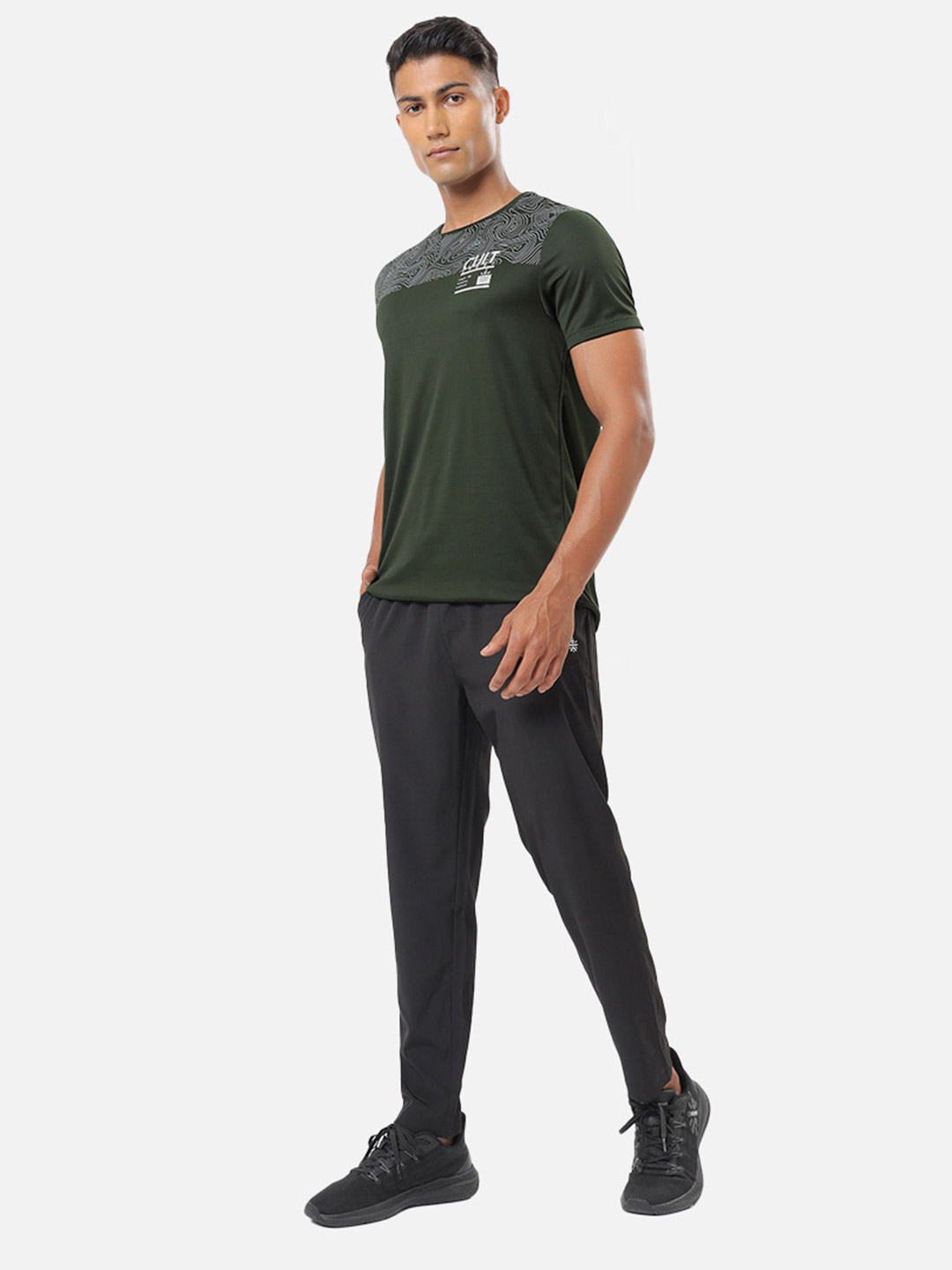 Cultsport One Men Olive Active Tshirt with Placement Graphic (4)
