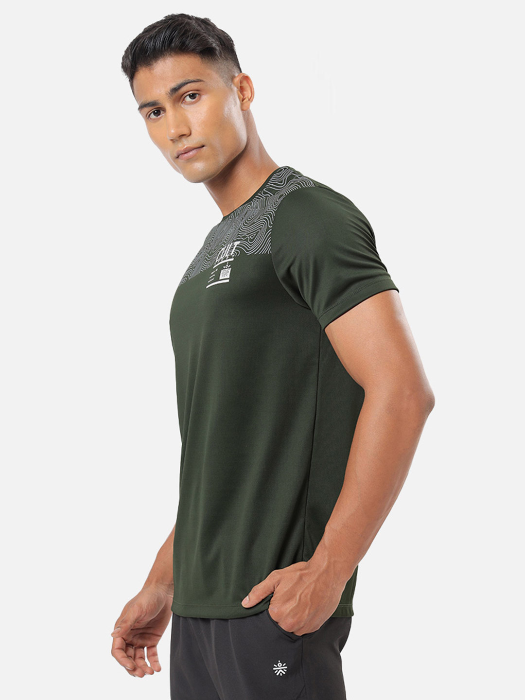 Cultsport One Men Olive Active Tshirt with Placement Graphic (3)
