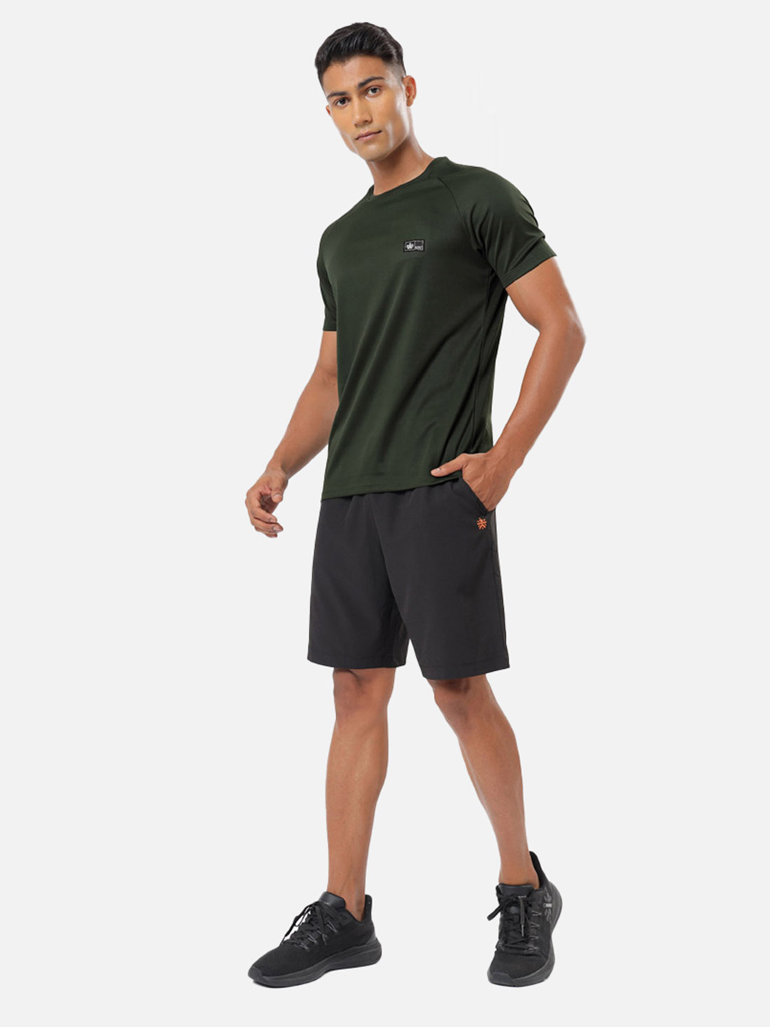 Cultsport One Men Olive Solid Raglan Tshirt with Logo (4)