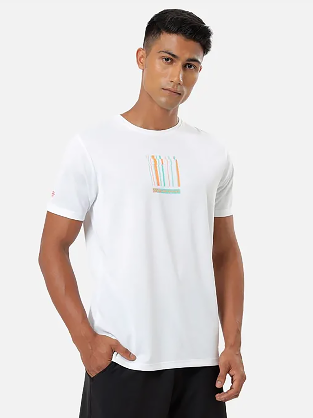 Men White Active Tshirt with Minimal Graphic