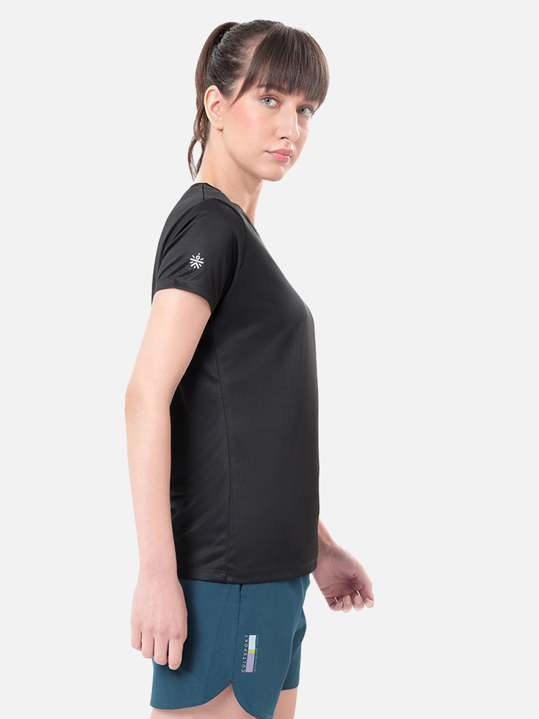 Cultsport One Women Black Performance Tshirt with Minimal Graphic (3)
