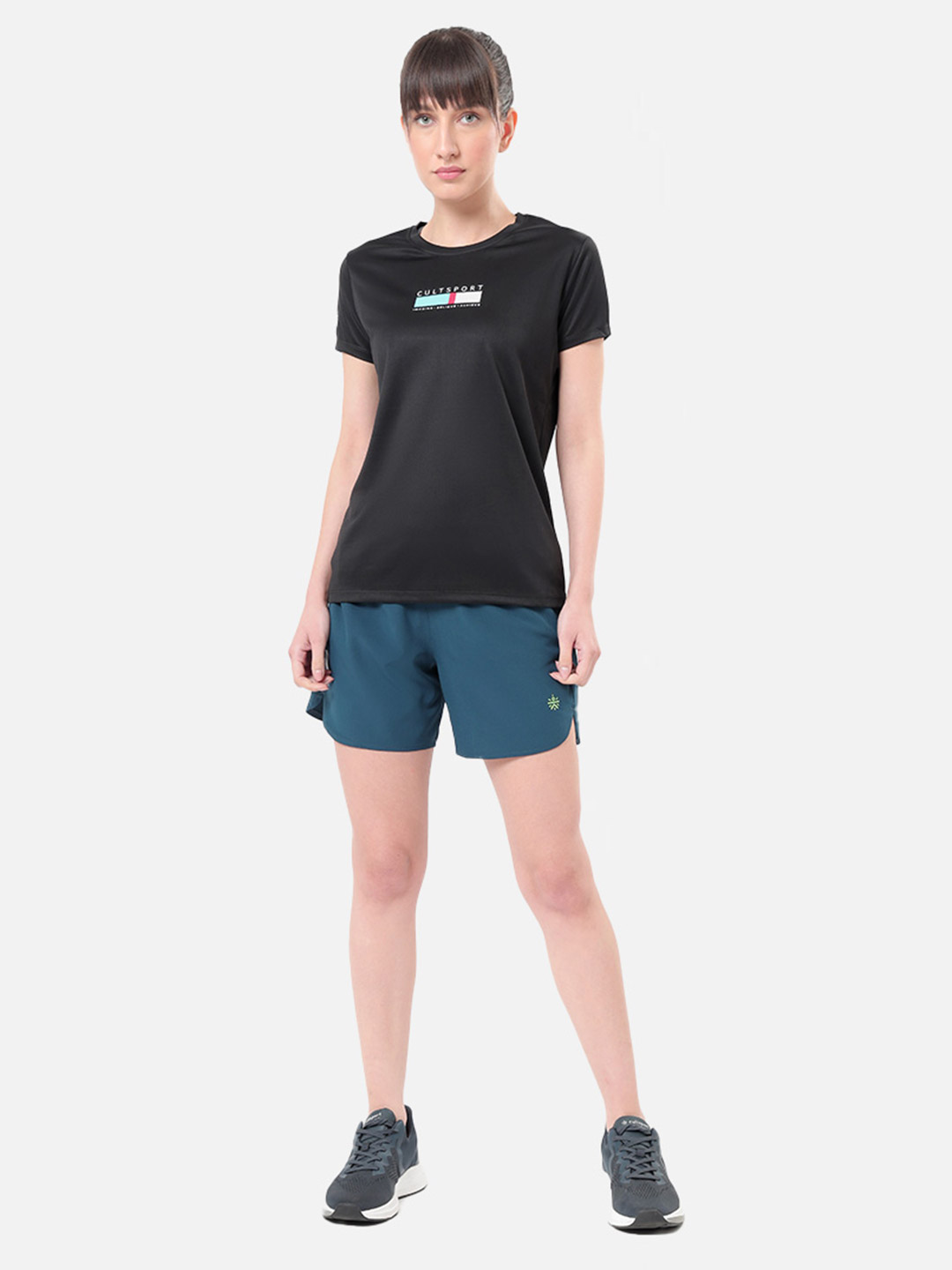 Cultsport One Women Black Performance Tshirt with Minimal Graphic (1)