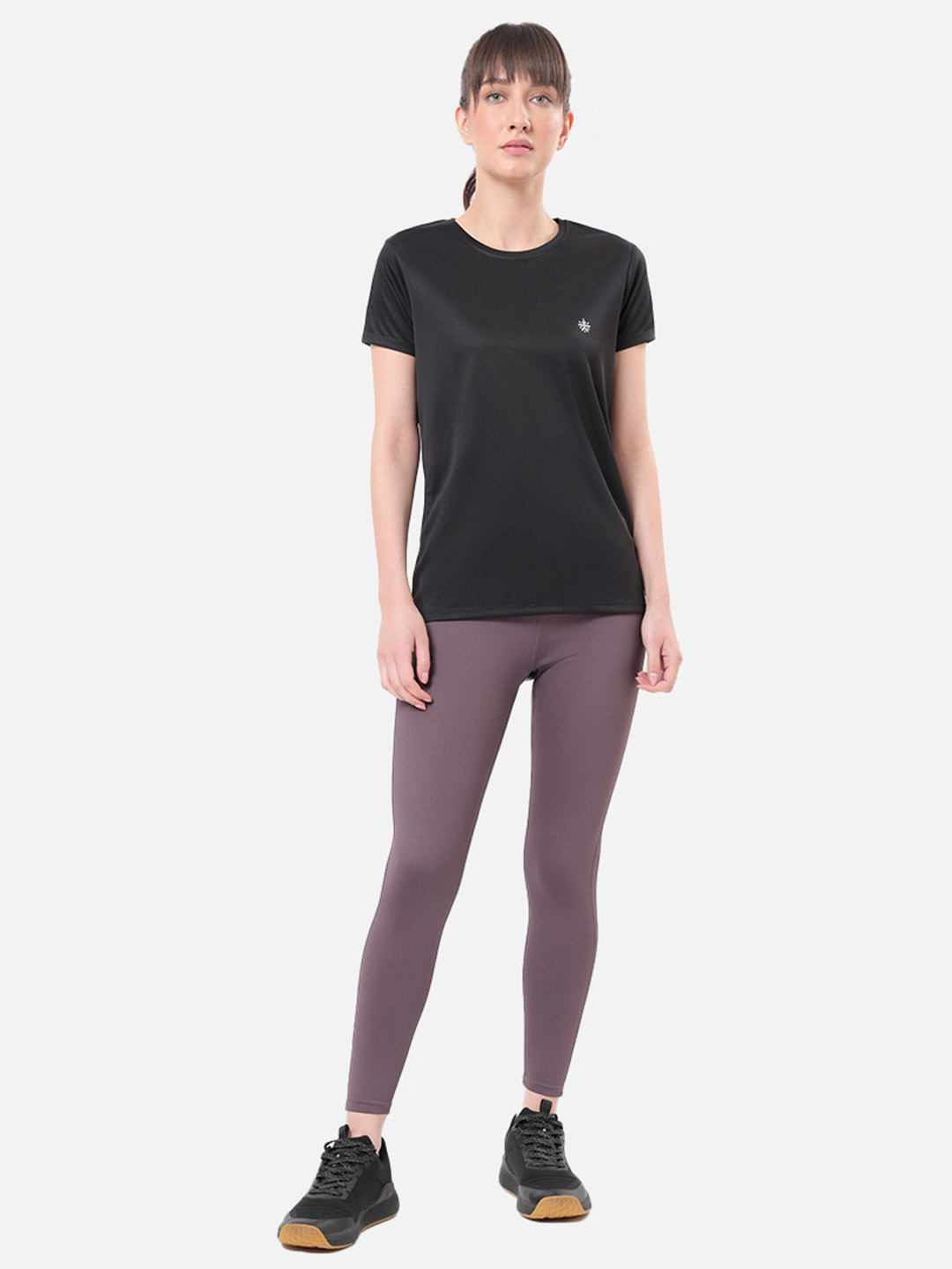 Cultsport One Women Black Solid Active Tshirt with Logo (3)