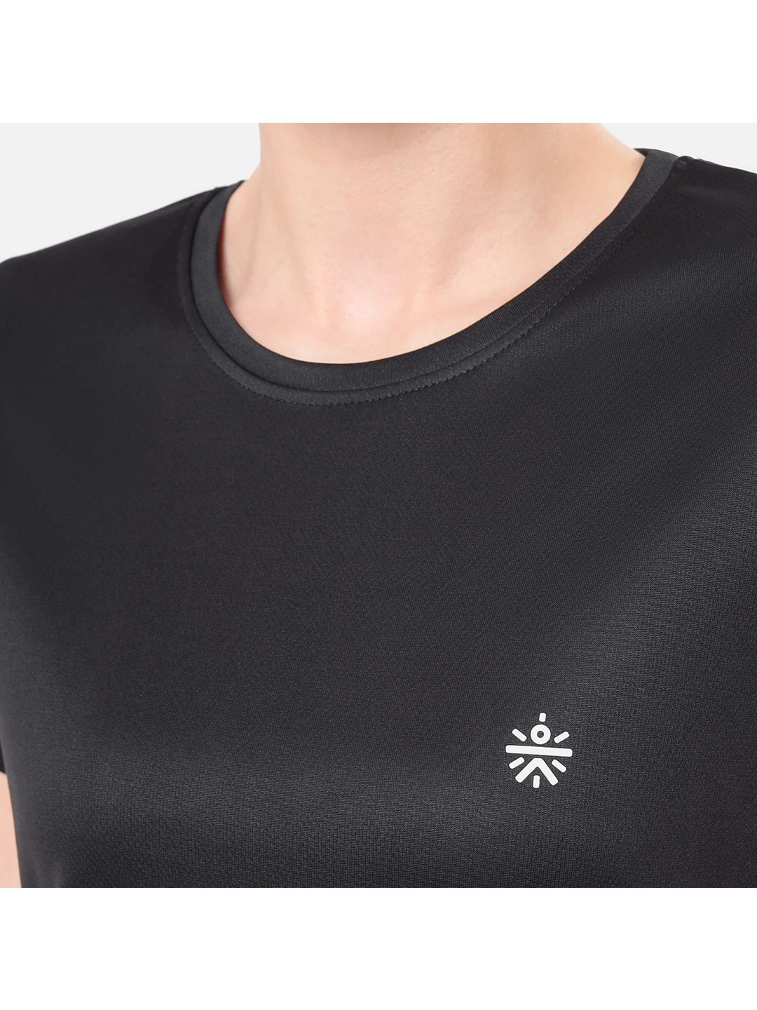 Cultsport One Women Black Solid Active Tshirt with Logo (4)