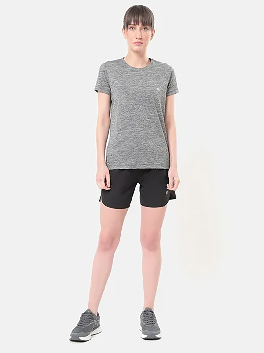 Cultsport One Women Black Solid Shorts with Curved Hem (1)