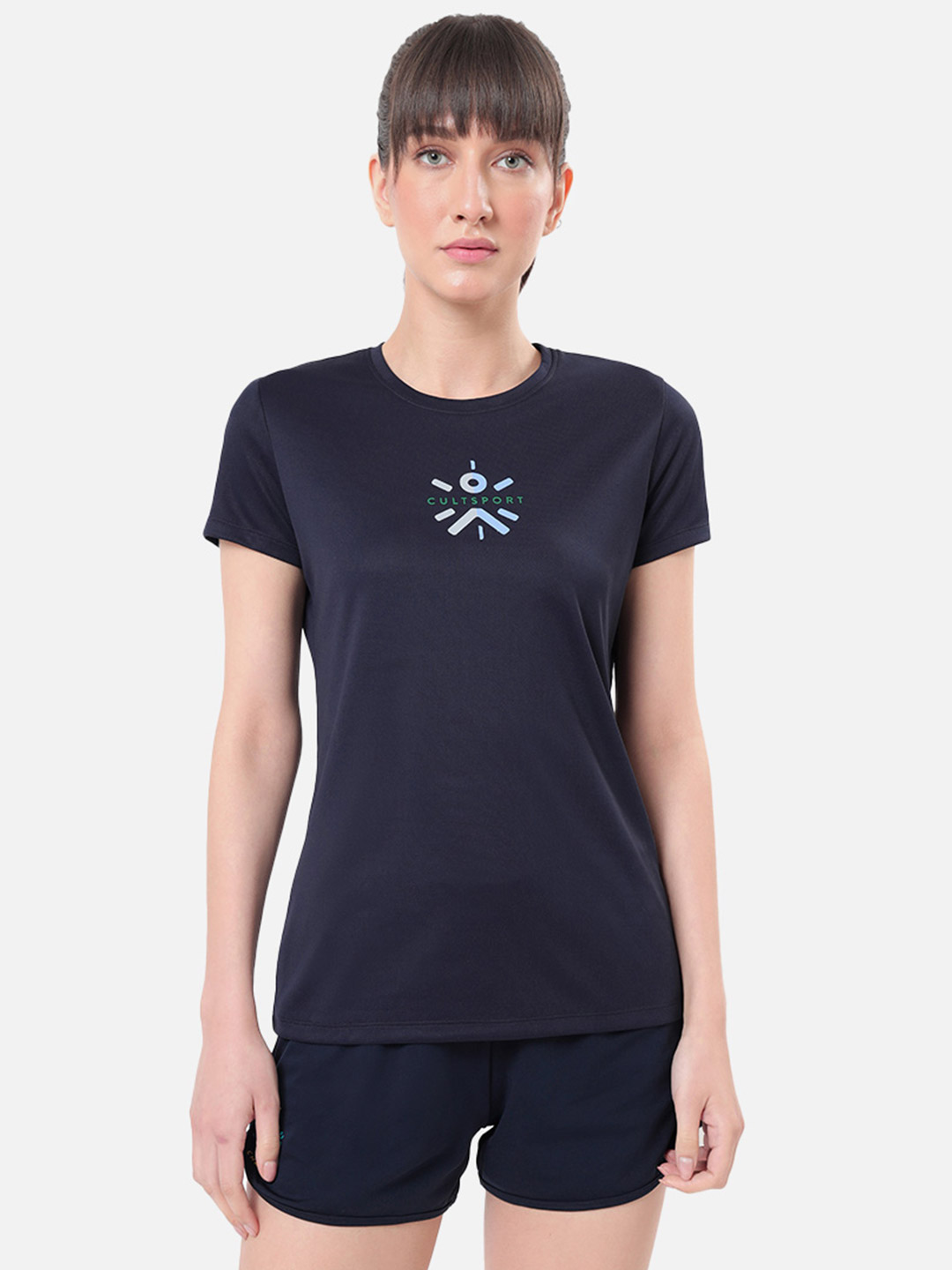 Cultsport One Women Navy Blue Graphic Play Performance Tshirt (1)