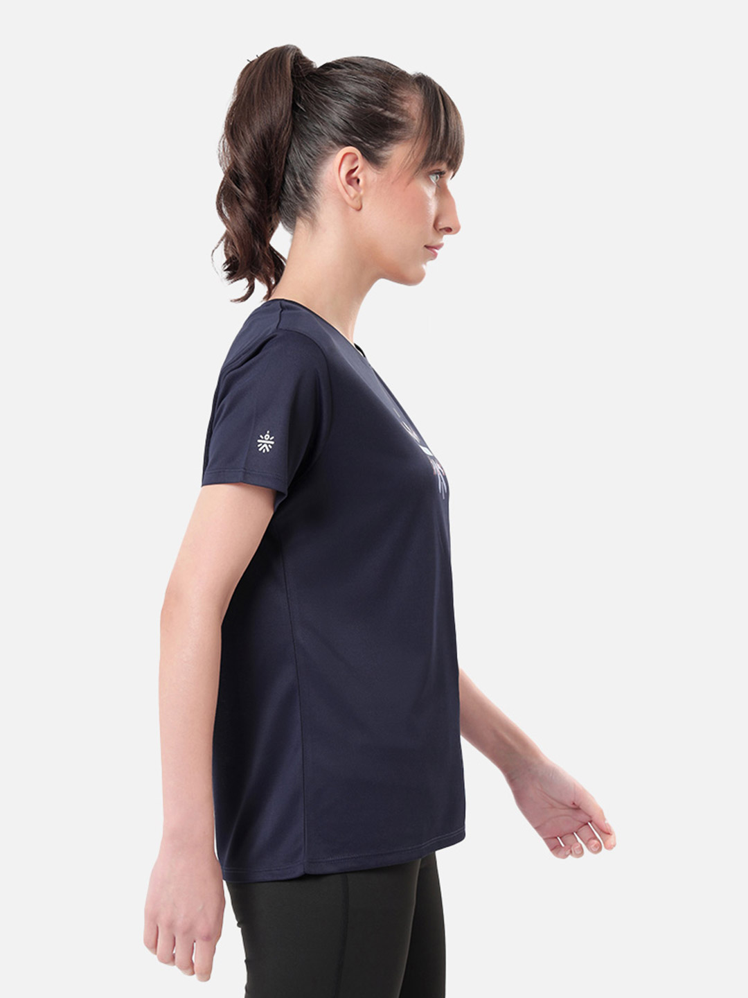 Cultsport One Women Navy Blue Logo Play Chest Print Active Tshirt (4)