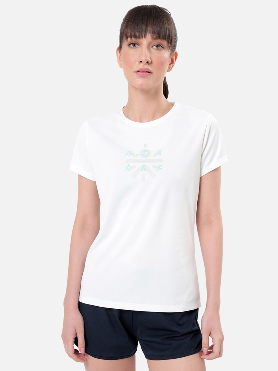 Cultsport One Women White Graphic Play Performance Tshirt (2)