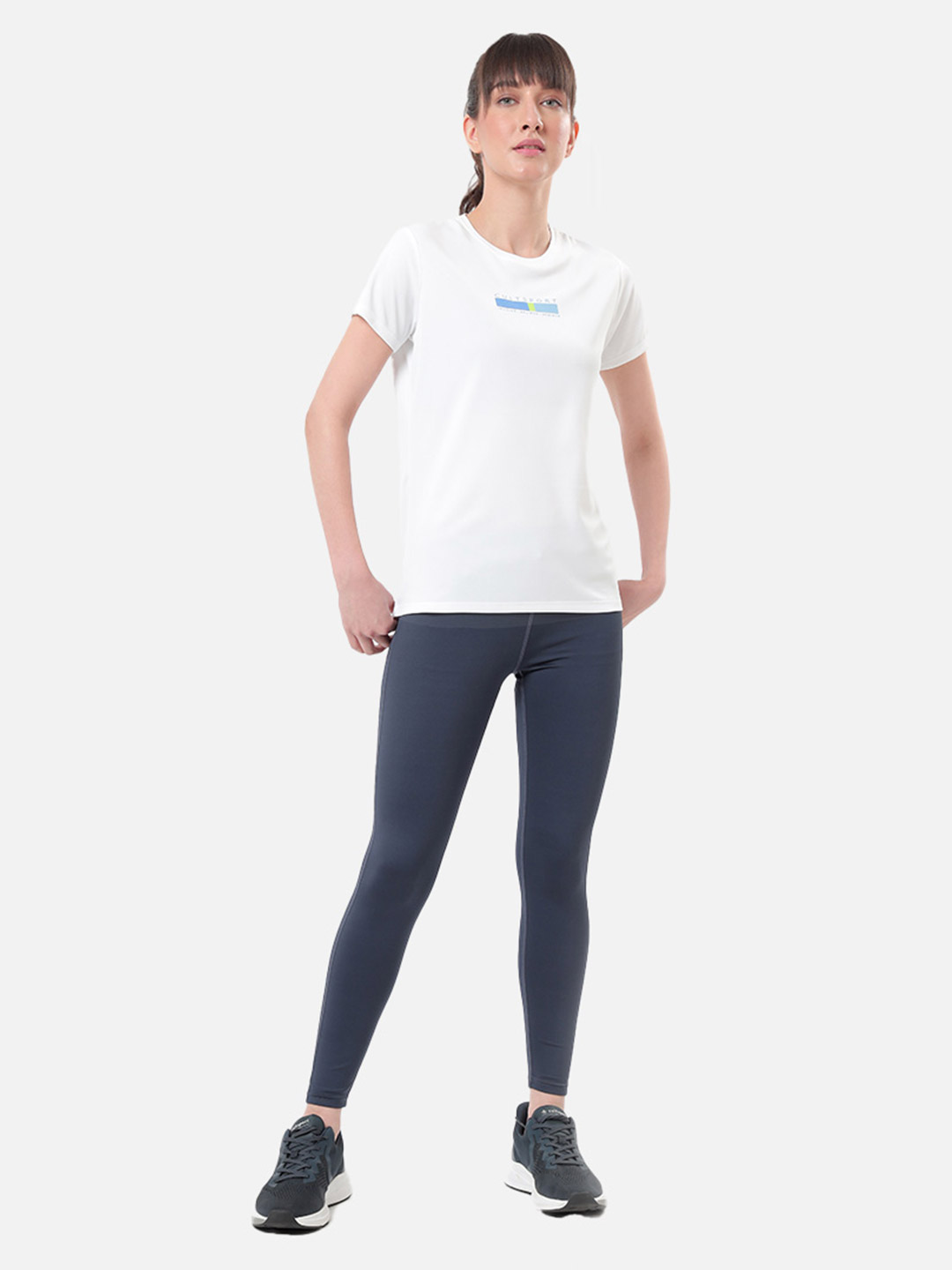 Cultsport One Women White Solid Performance Tshirt with Graphic (1)