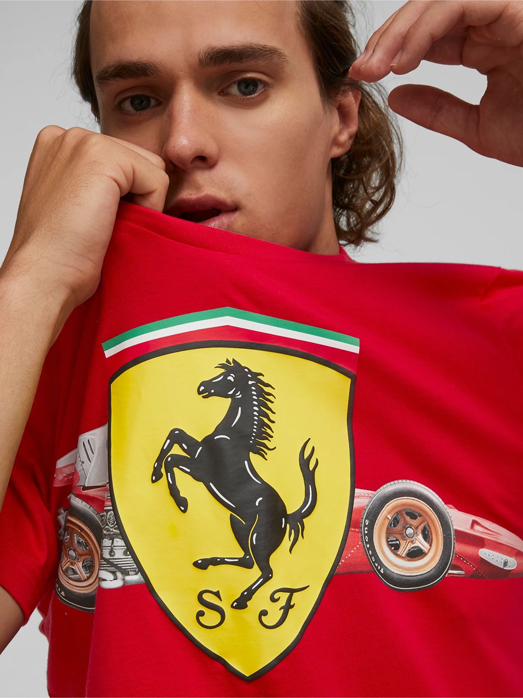 Buy Men Red Scuderia Ferrari Shield T-Shirt From Fancode Shop.